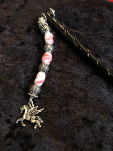 Pink Pegasus Black Spiral Bone Hairstick