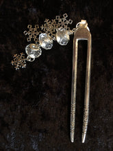 Load image into Gallery viewer, Icy Snowflakes Pewter Hair Fork