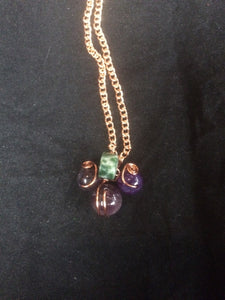 Botryoidal Amethyst and Agate Copper Wire Wrapped Necklace