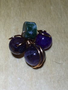 Botryoidal Amethyst and Agate Copper Wire Wrapped Necklace