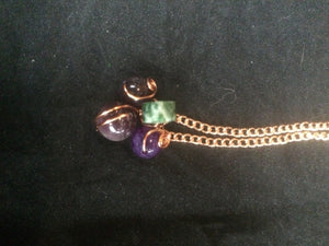 Botryoidal Amethyst and Agate Copper Wire Wrapped Necklace