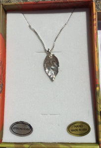 Black Mangrove Leaf Fine Silver Pendant