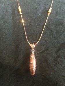 Spiral Cavatelli Copper Wire Wrapped Agate Necklace