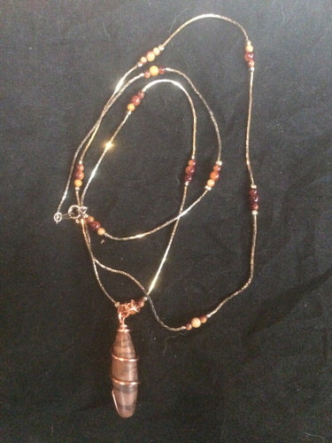 Spiral Cavatelli Copper Wire Wrapped Agate Necklace