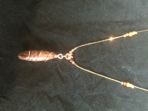 Spiral Cavatelli Copper Wire Wrapped Agate Necklace