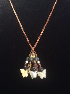 Butterflies and Leaves Chandeliers Necklace