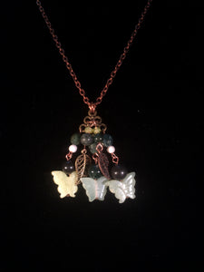 Butterflies and Leaves Chandeliers Necklace