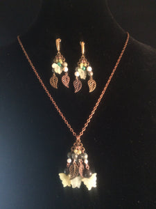 Butterflies and Leaves Chandeliers Necklace