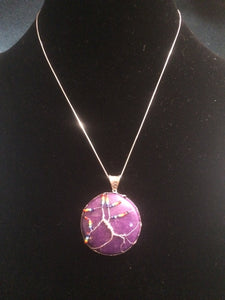 Inclusive Rainbow Tree of Life over Mountain Jade (Dolomite Marble) Purple