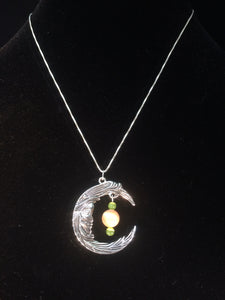 Moon and Mother of Pearl Necklace - Green