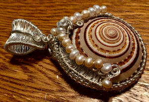 Cone Snail Woven into Fine Silver