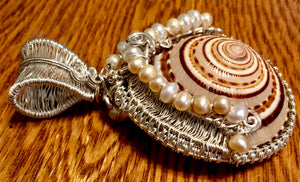 Cone Snail Woven into Fine Silver