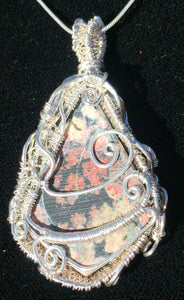 Fireworks Agate Woven into Fine Silver