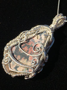 Fireworks Agate Woven into Fine Silver