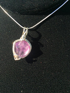 Natural Amethyst Bead Woven in Fine Silver