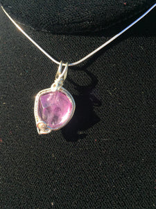 Natural Amethyst Bead Woven in Fine Silver