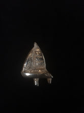 Load image into Gallery viewer, This fine silver pendant is molded to depict a Benetau sloop sailboat. Part of our custom boat portraist series, this piece shows our capability to manufacture a pendant bespoke to a specific vessel. Details are taken from photographs and boat plan drawings. Any vessel can be portrayed--come visit our special section at https://www.kalmansoncreations.com/boats on our independent website for more information!