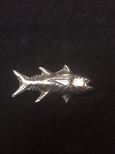 Load image into Gallery viewer, This fine silver pendant is molded to depict a specific species of trophy sportfish. Part of our custom fish portraist series, this piece shows our capability to manufacture a pendant bespoke to a specific catch. Details are taken from photographs and biological field drawings. Any fish can be portrayed--come visit our special section at https://www.kalmansoncreations.com on our independent website for more information!