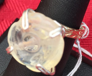 Opalite Flower with Fine Silver Vermeil Ring