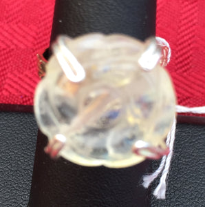 Opalite Flower with Fine Silver Vermeil Ring