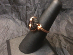 Czech Pressed Glass Daisy Swirls and Coils Copper Wire Wrapped Ring