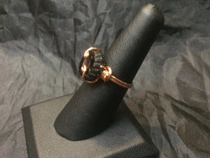 Czech Pressed Glass Daisy Swirls and Coils Copper Wire Wrapped Ring