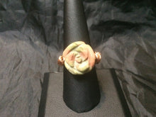 Load image into Gallery viewer, 17mm carved unakite flower on a U-shaped silver plated copper shank