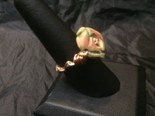 Load image into Gallery viewer, Unakite Flower with Textured Copper Coils Wire Wrapped Ring