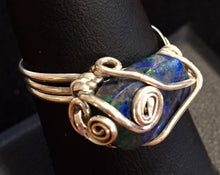 Load image into Gallery viewer, Sterling and Chrysocolla Swirly Wire Ring