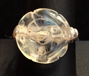 Opalite Flower and Fine Silver Coils Ring