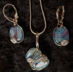 Ocean Waves Fine Silver Necklace and Earrings Set