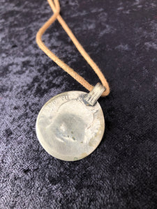 Vintage Pakistan Coin with Glass on Cotton Cord Necklace