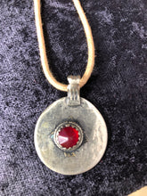 Load image into Gallery viewer, Vintage Pakistan Coin with Glass on Cotton Cord Necklace