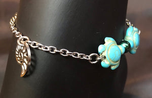 Kissing Sea Turtles Stainless Steel Anklet