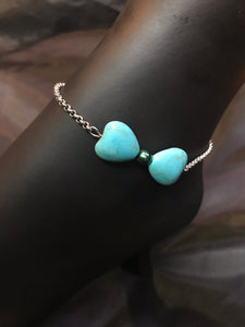 Magnesite Hearts Stainless Steel Anklet
