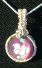 Load image into Gallery viewer, Blown Glass Flowery Cabochon Woven Fine Silver Necklace